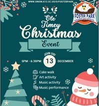Ole' Timey Christmas, Dec. 13 5:00 PM-6:30 PM