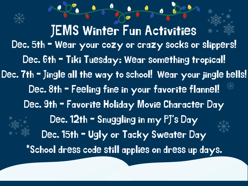 Winter Fun Activity Days for JEMS 